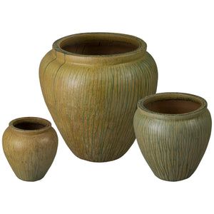 Urge Antique Drip Ceramic Planters in Yellow Green-Set of 3