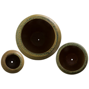 Urge Antique Drip Ceramic Planters in Yellow Green-Set of 3