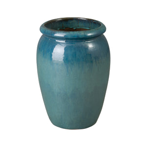 Convex 21 in. Teal Ceramic Planter