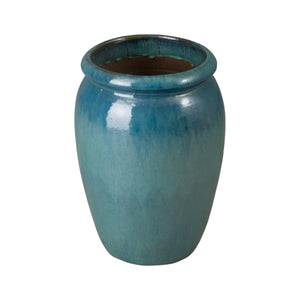 Convex 21 in. Teal Ceramic Planter