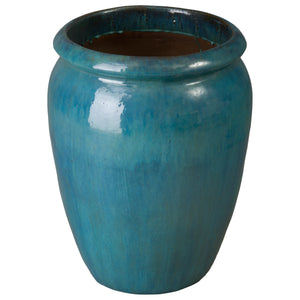 Convex 26.5 in. Teal Ceramic Planter