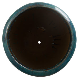 Convex 26.5 in. Teal Ceramic Planter