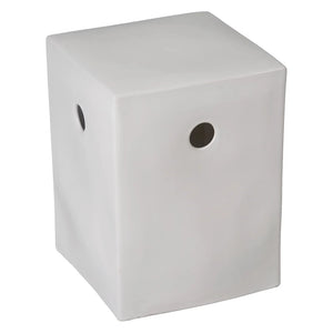 18" Square Ceramic Garden Stool- White