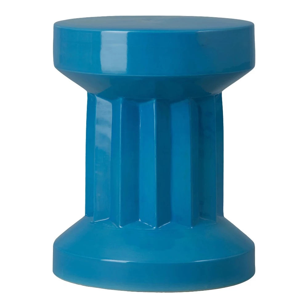 18" Round Intrepit Ceramic Garden Stool- Turquoise