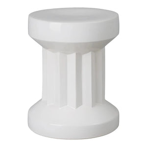 18" Round Intrepit Ceramic Garden Stool- White