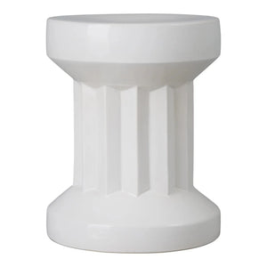 18" Round Intrepit Ceramic Garden Stool- White