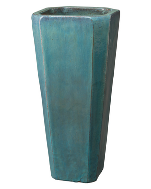 Tall Teal Square Planter