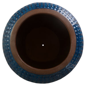 Waffle 32 in. Blue Ceramic Jar