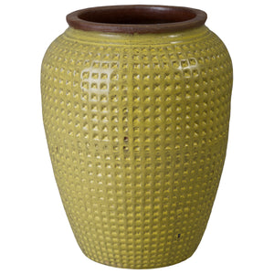 Waffle 32 in. Yellow Ceramic Jar