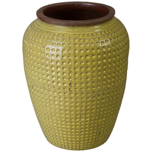 Waffle 32 in. Yellow Ceramic Jar