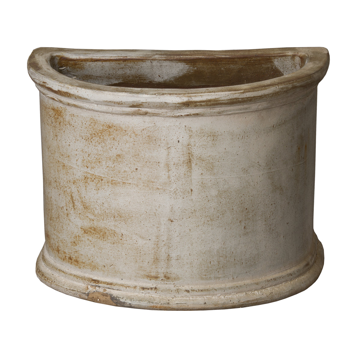 Semicircle Pot White Wash Lgst 20X12X15"D