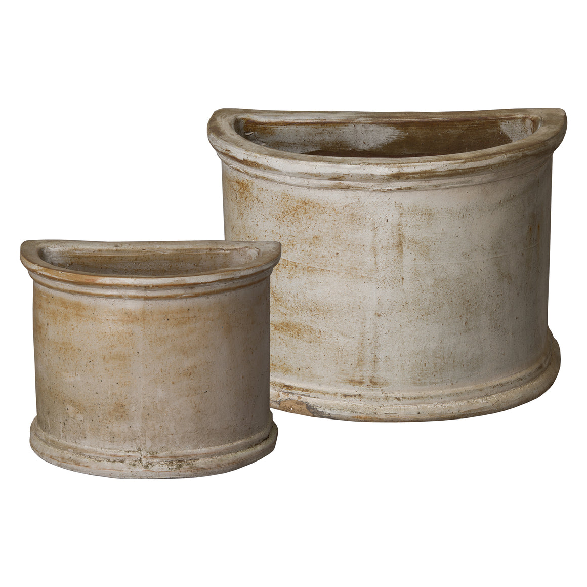 Semicircle Pots White Wash S/2 20;15"D