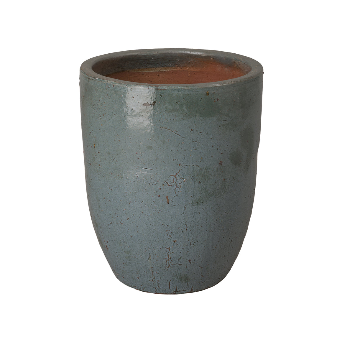 Large Round Soft Blue Ceramic Planter