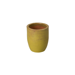 Small Round Yellow Ceramic Planter