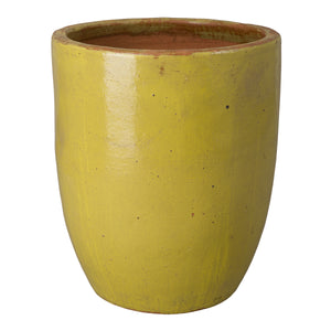 Extra Large Round Yellow Ceramic Planter
