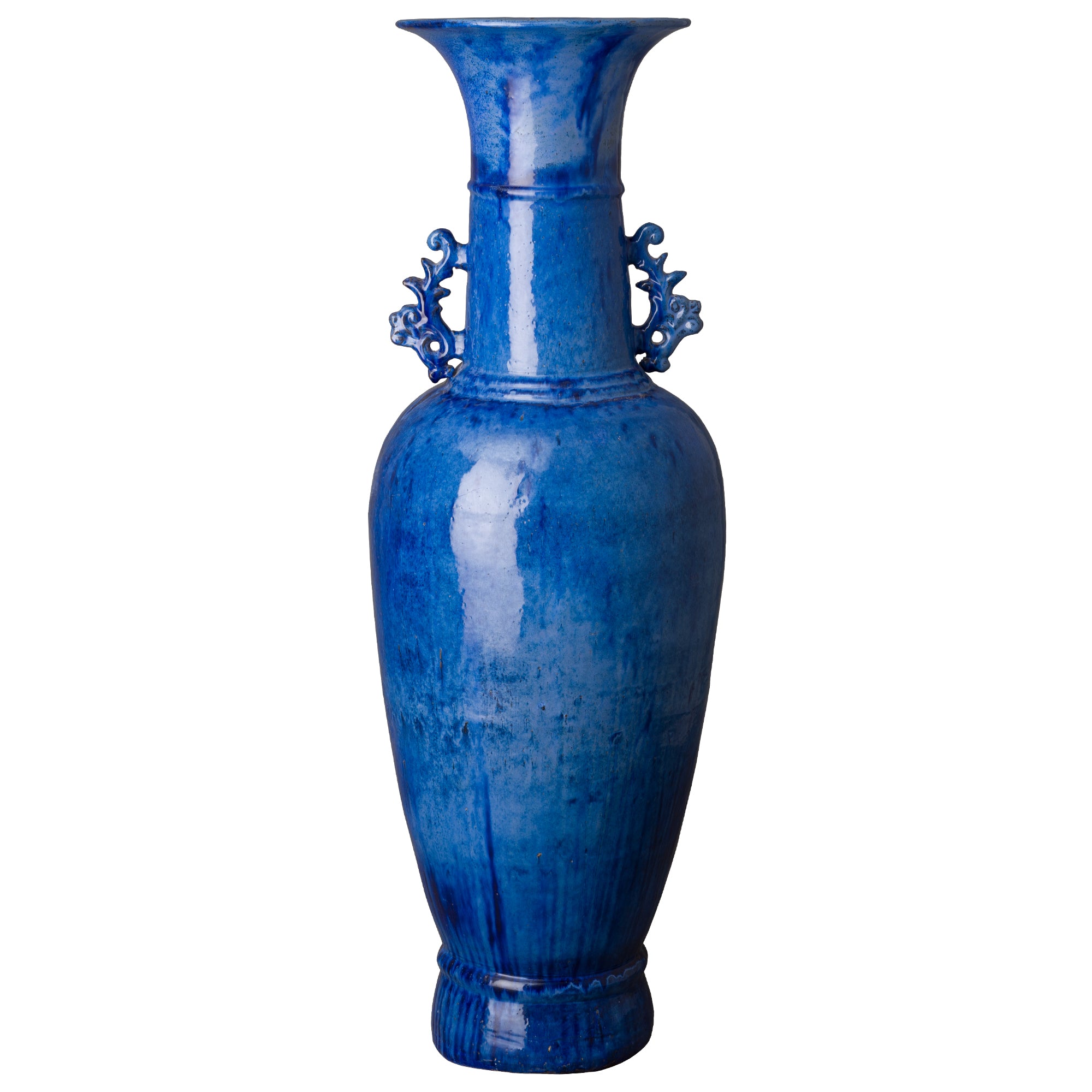Tall Vase W/2 Handles, Blue 20X60"