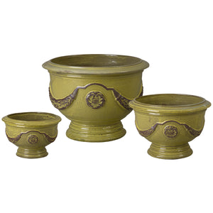 Anduze Set of 3 French Yellow Ceramic Planters