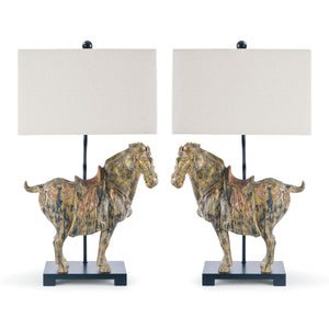 Dynasty Horse Table Lamp Pair