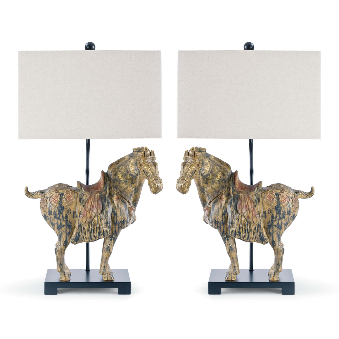 Dynasty Horse Table Lamp Pair