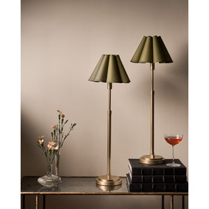 Polly Buffet Lamp (Blackened Brass with Green Scalloped Shade)
