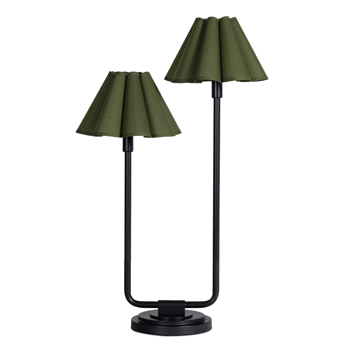 Polly Double Arm Table Lamp (Blackened Brass with Green Shade)