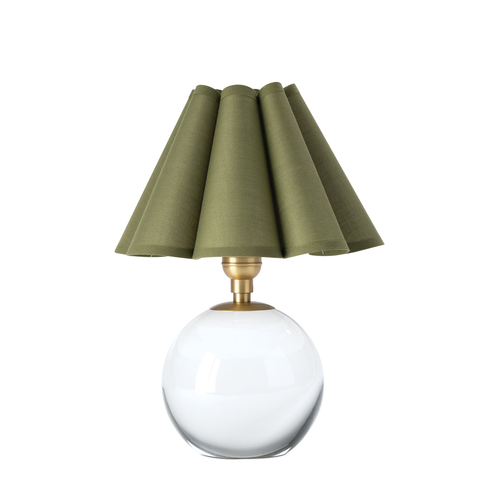 Giorgio Crystal Mini Lamp (Natural Brass with Olive Scalloped Shade)