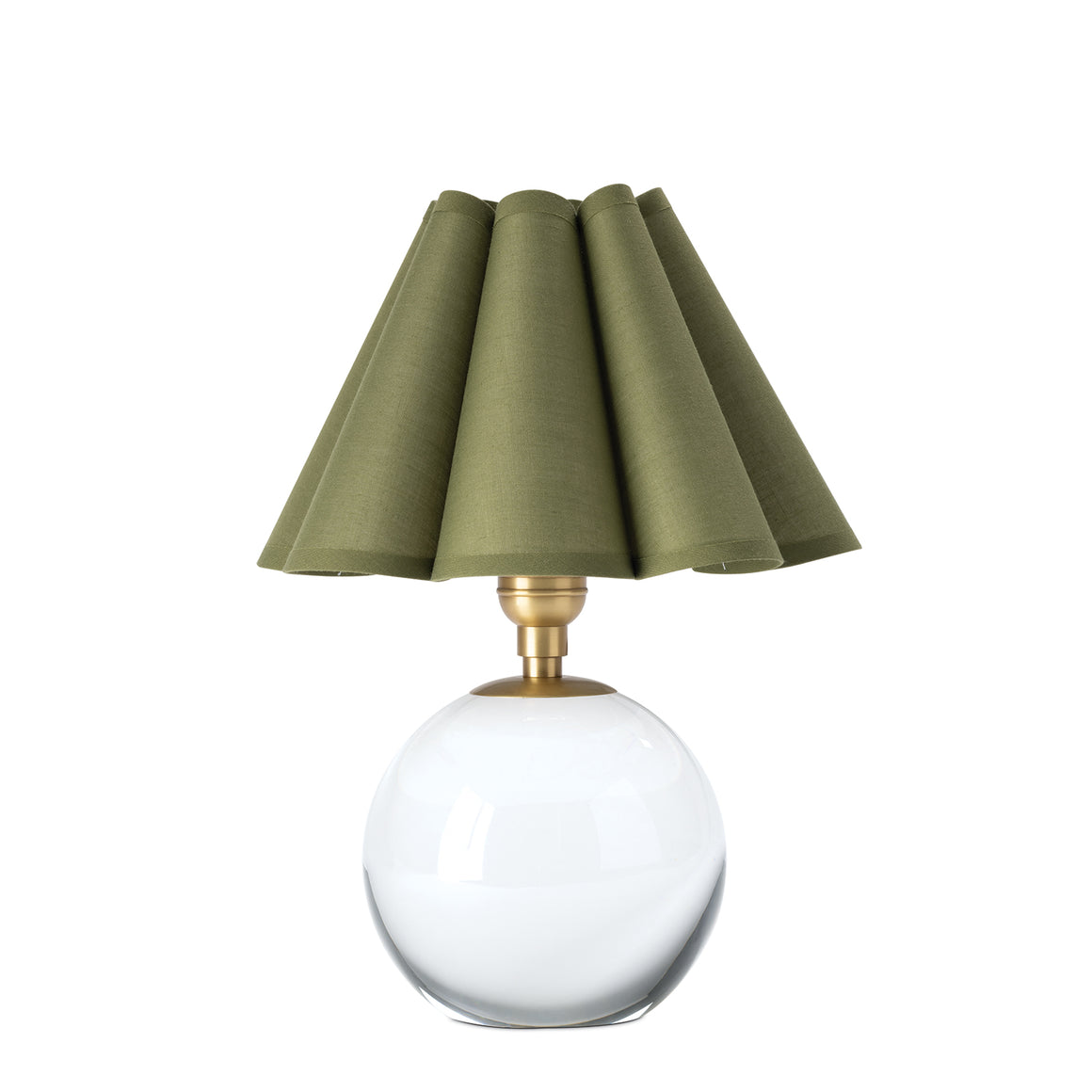 Giorgio Crystal Mini Lamp (Natural Brass with Olive Scalloped Shade)