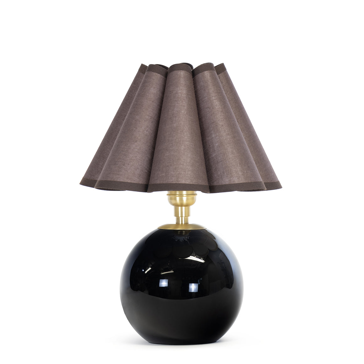 Giorgio Black Glass Mini Lamp (Natural Brass with Umber Scalloped Shade)