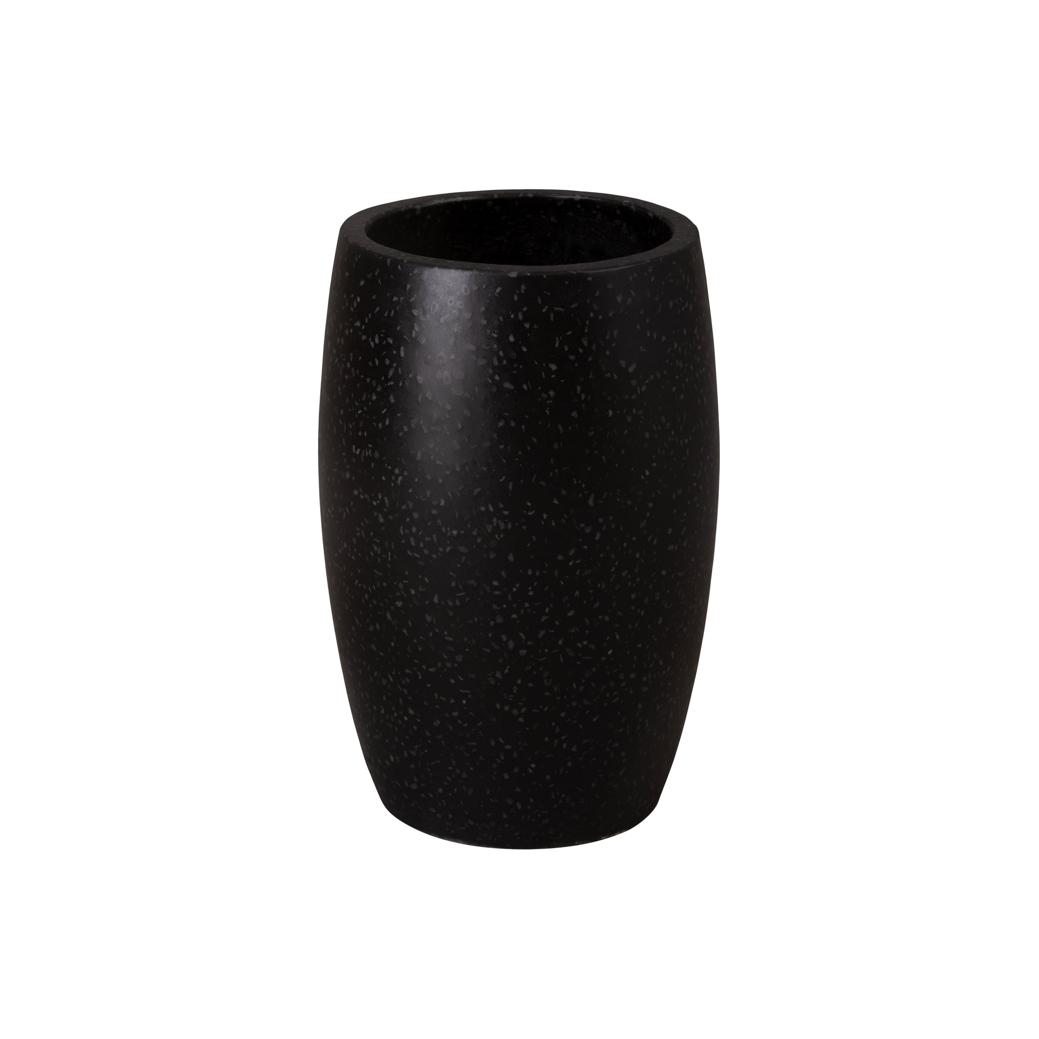 Round Planter, Terrazzo Black 12X17"H