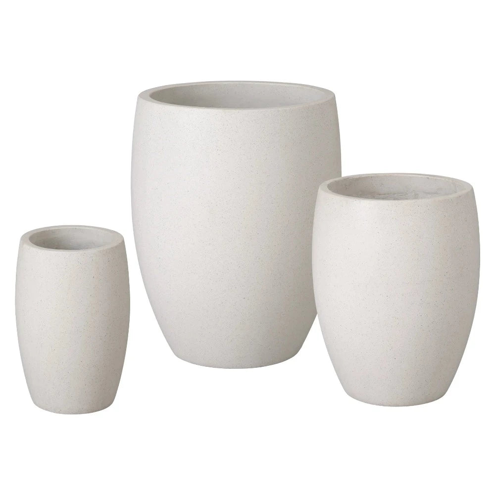 Round White Terrazzo Planters – Set of 3