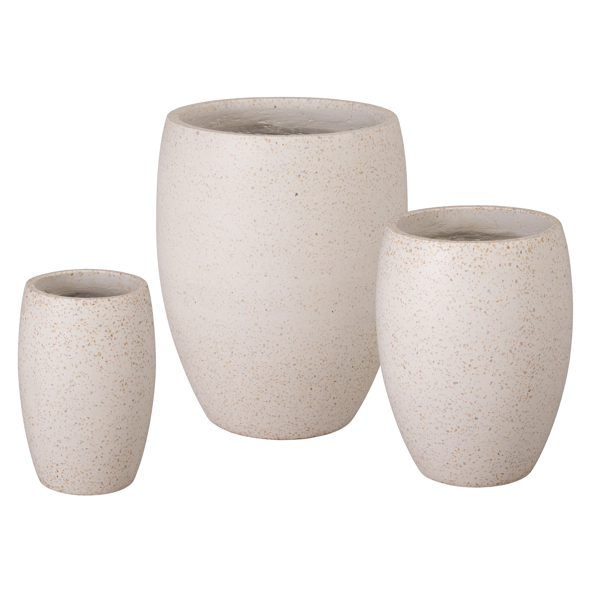 Round Planters, S/3 Terrazzo Yellow 17,21,27"H