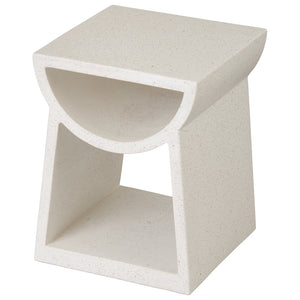 Ole Square Terrazzo Garden Stool - Matte White