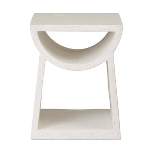 Ole Square Terrazzo Garden Stool - Matte White