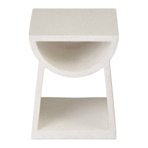 Ole Square Terrazzo Garden Stool - Matte White