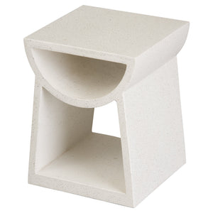 Ole Square Terrazzo Garden Stool - Matte White