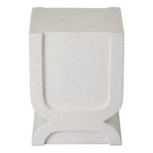 18" Uri Square Terrazzo Garden Stool - White