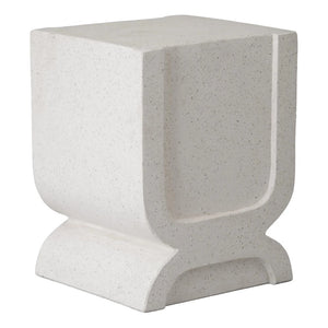 18" Uri Square Terrazzo Garden Stool - White