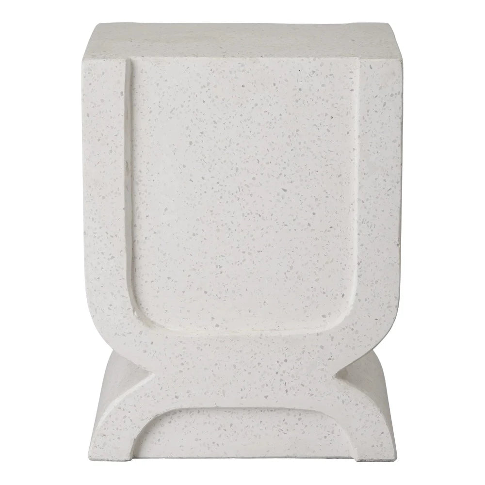 18" Uri Square Terrazzo Garden Stool - White