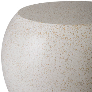Round Terrazzo Side Table - Matte White