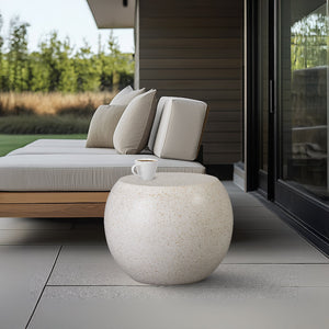 Round Terrazzo Side Table - Matte White