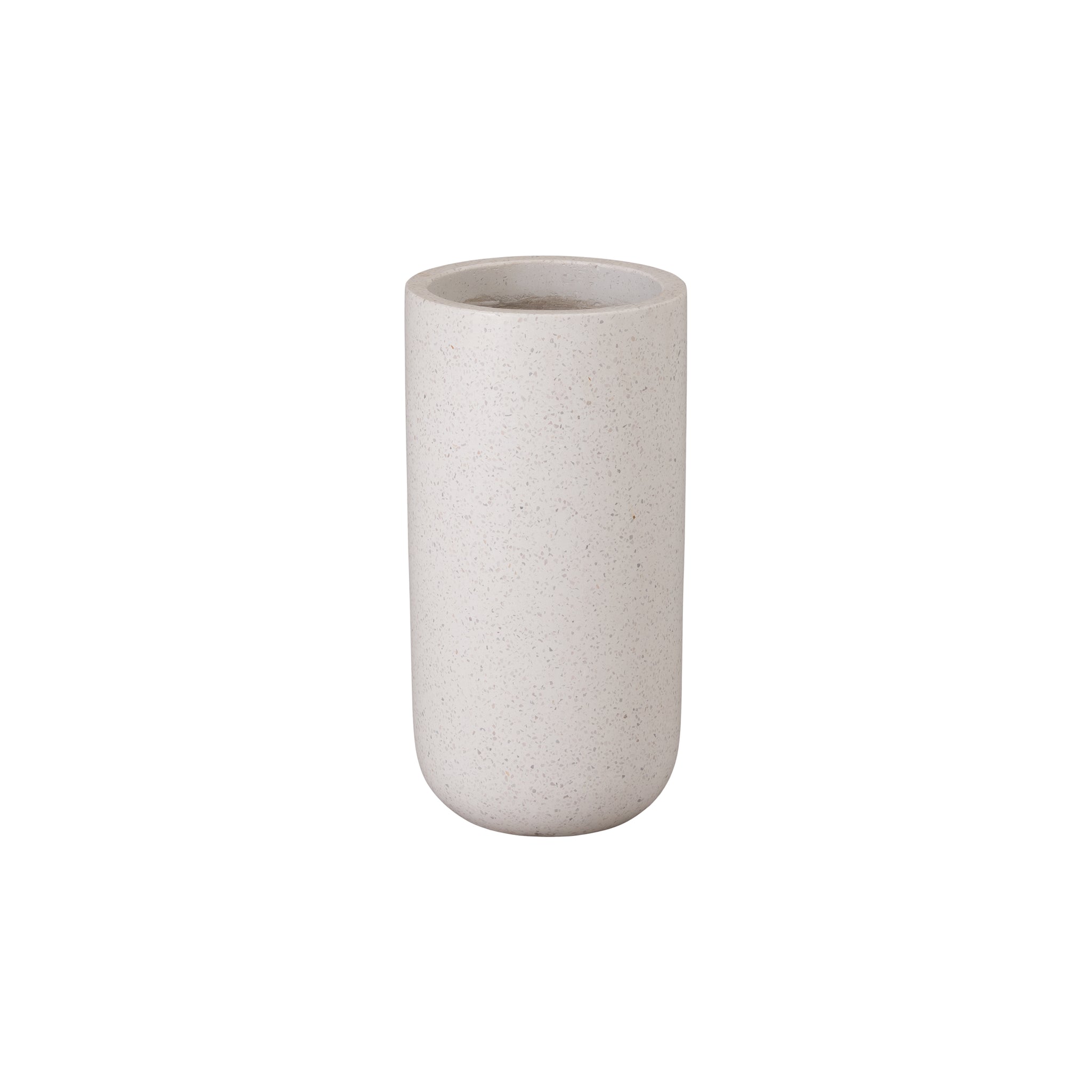 Tall Round Planter Terrazzo White 10X19.5"H