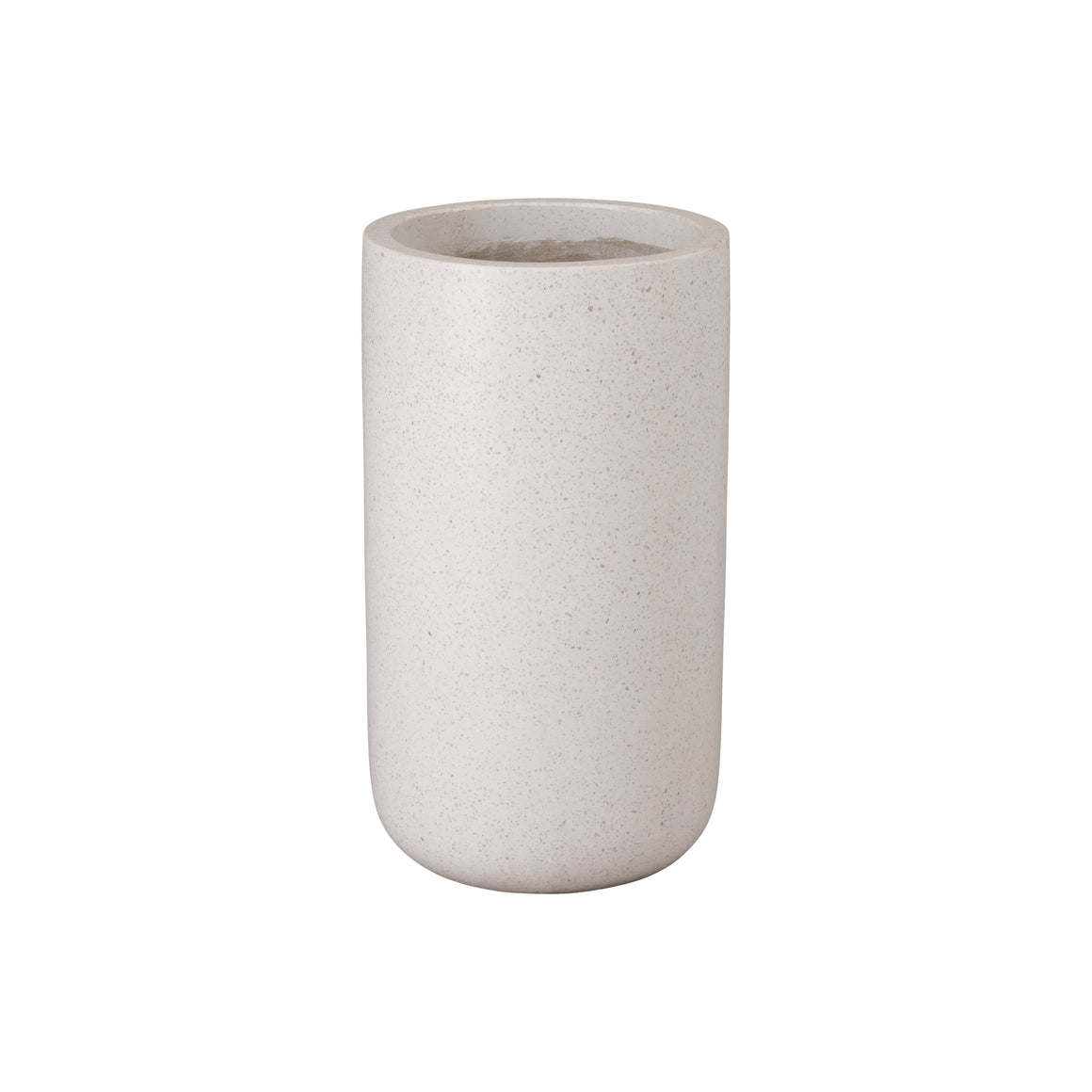 Tall Round Planter Terrazzo White 13X23.5"H