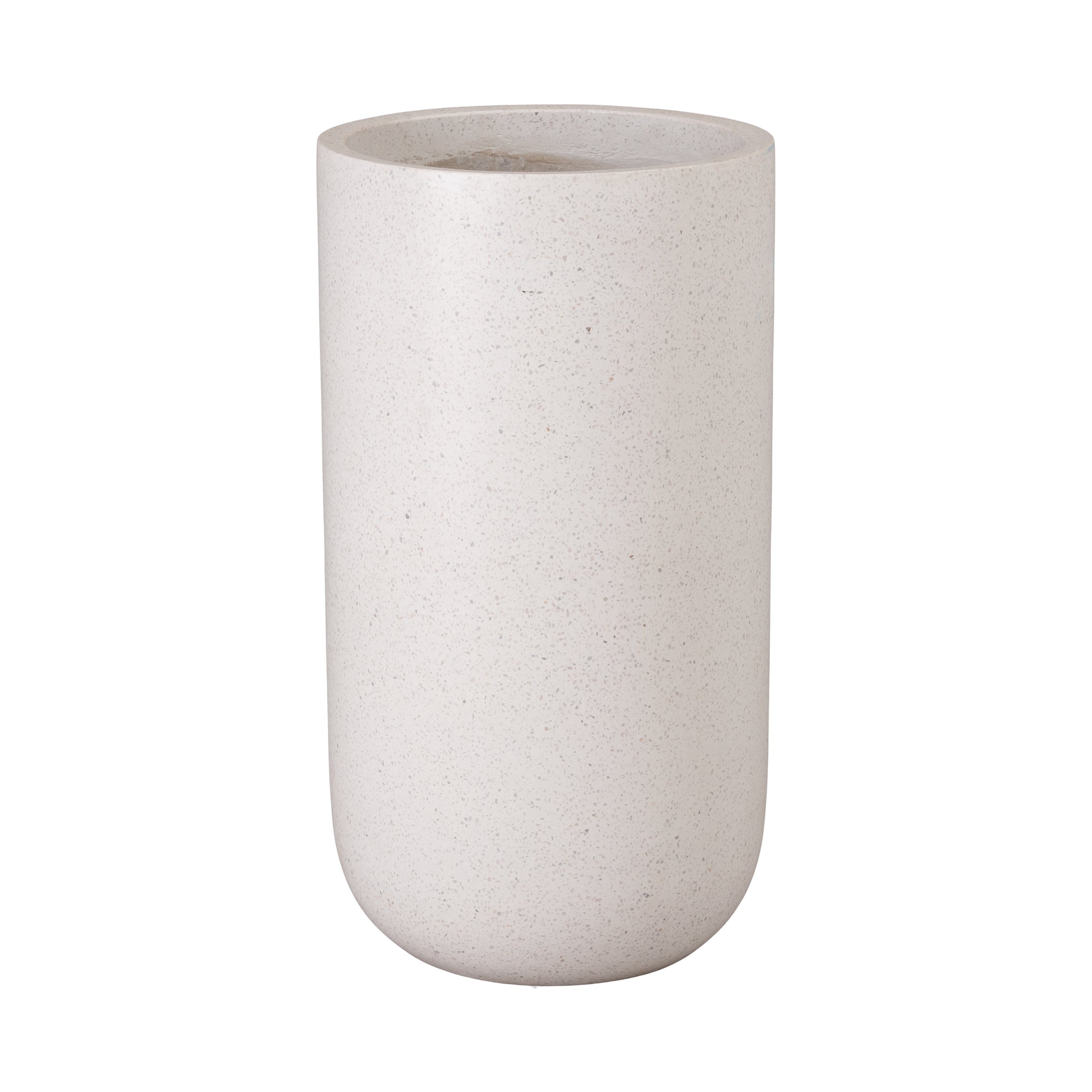Tall Round Planter Terrazzo White 16X29.5"H