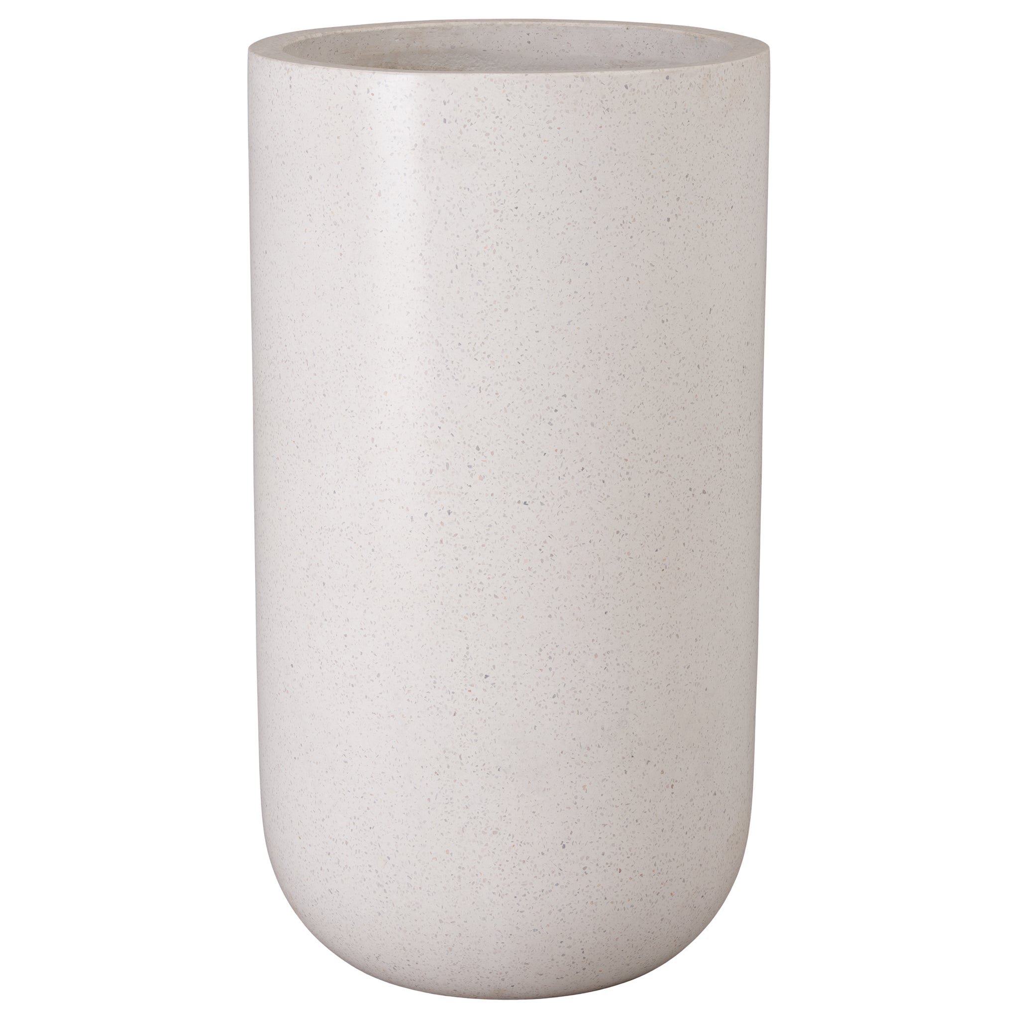 Tall Round Planter Terrazzo White 20X35"H