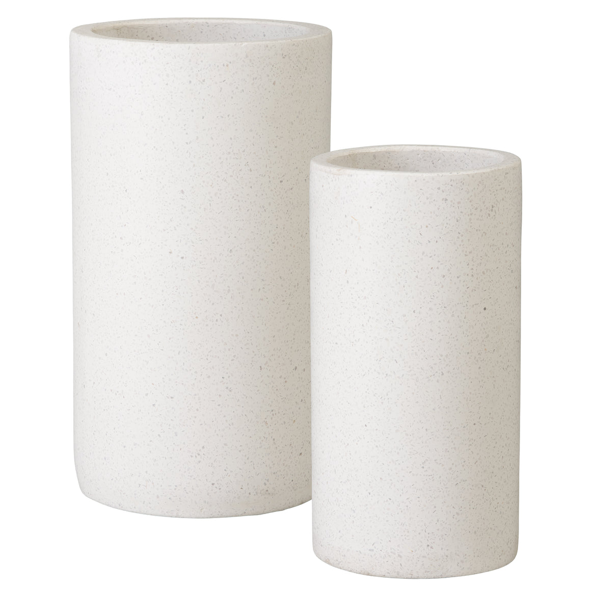 Set of 2 White Terrazzo Umbrella Stands