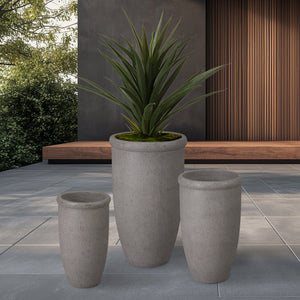 Gray Round Lip Terrazzo Planter – Set of 3