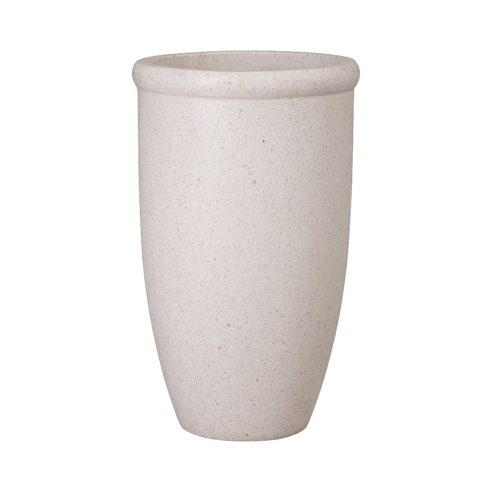Medium Round Lip Terrazzo Planter – White