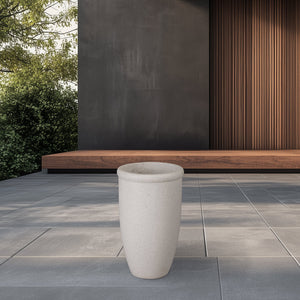 Medium Round Lip Terrazzo Planter – White