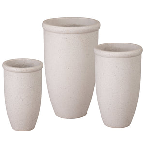 White Round Lip Terrazzo Planter – Set of 3