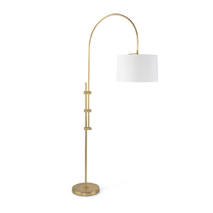 Regina Andrew Arc Neck Floor Lamp with Linen Shade – Natural Brass